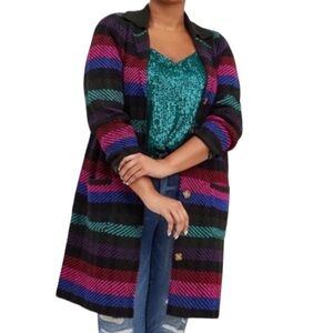 Size 1X: Torrid Striped Coatigan Collared Sweater Jacket